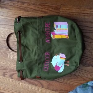 Bird and Books Forrest Green Backpack